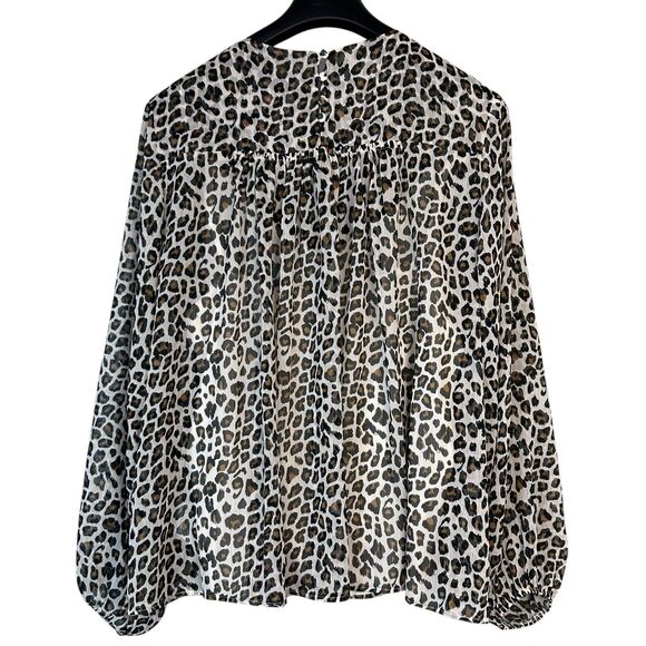 Maeve Anthropologie Top Size Large Leopard Print Flowy Blouse Balloon Sleeve - Picture 3 of 10